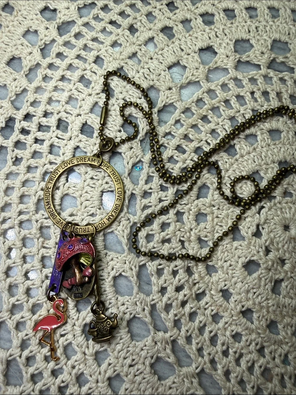 Alice themed charming 26” necklace